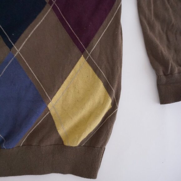 Cutter & Buck Brown Argyle Embroidered Us Open Trophy Quarter Zip Sweater Large - Picture 9 of 9